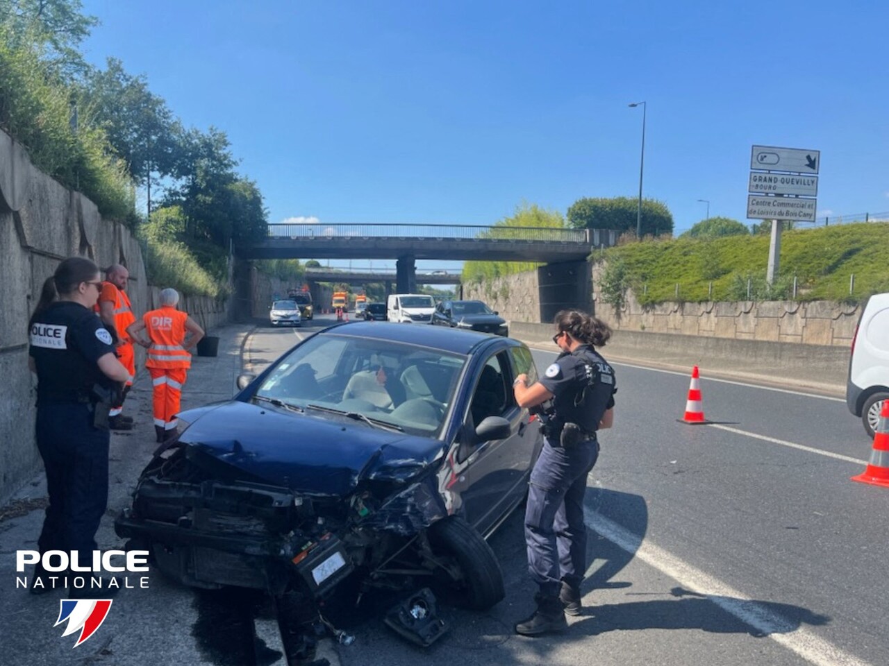 L'IMAGE. Un automobiliste s'endort au volant et percute un mur sur la Sud 3 près de Rouen