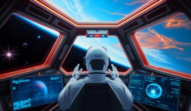 Illustration de ChatGPT pilotant un vaisseau spatial, créée par intelligence artificielle.