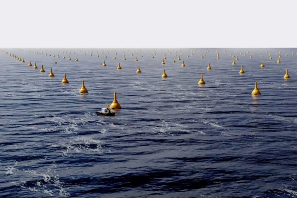 Vision d'artiste d'une mer où sont disposés des systèmes CorPack.