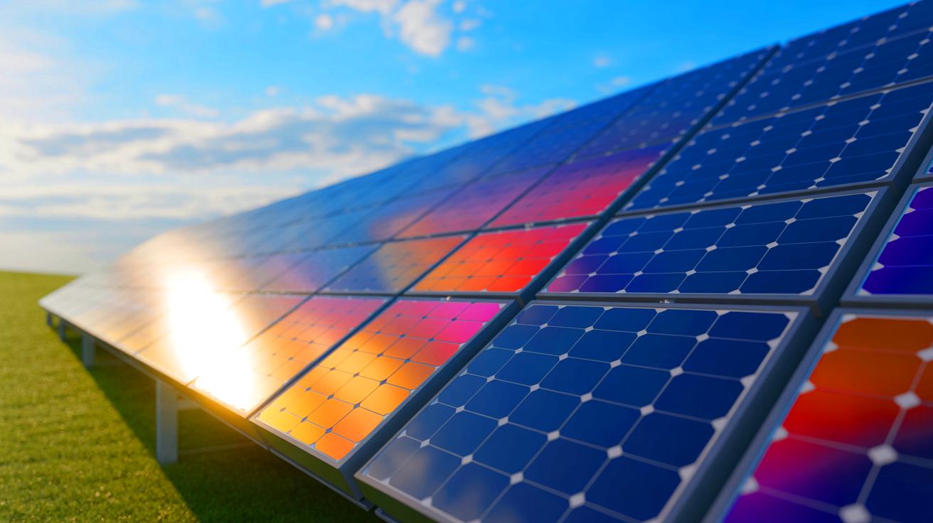 Illustration de cellules solaires bifaciales à pérovskite, générée par intelligence artificielle.