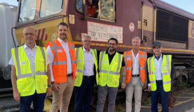 ©DB Cargo France - Roland Heizmann, président PORTMANN, Claes Lindgren (IKEA Supply Chain Operations), Jean-Michel Bauer, CEO PORTMANN, David Teixeira (IKEA France), Alexandre Gallo, PDG DB Cargo France et David Urban.