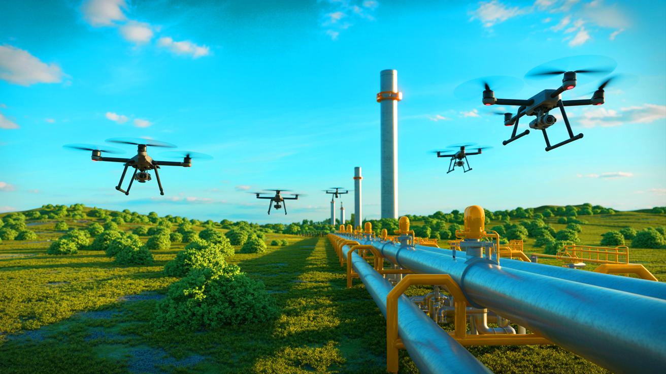Illustration de l'attaque présumée du gazoduc TurkStream par des drones, générée par intelligence artificielle.