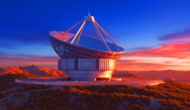 Illustration de la construction prévue du plus grand télescope optique du monde en Chine. Image réalisée par IA.