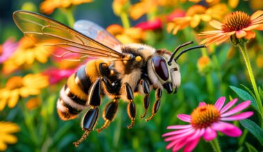 Illustration de l'inspiration des mouvements de vol des abeilles pour l'intelligence artificielle et la robotique. Image réalisée par IA.