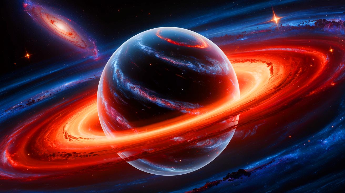Illustration de la représentation artistique d'un trou noir supermassif au centre de notre galaxie. Image réalisée par IA.