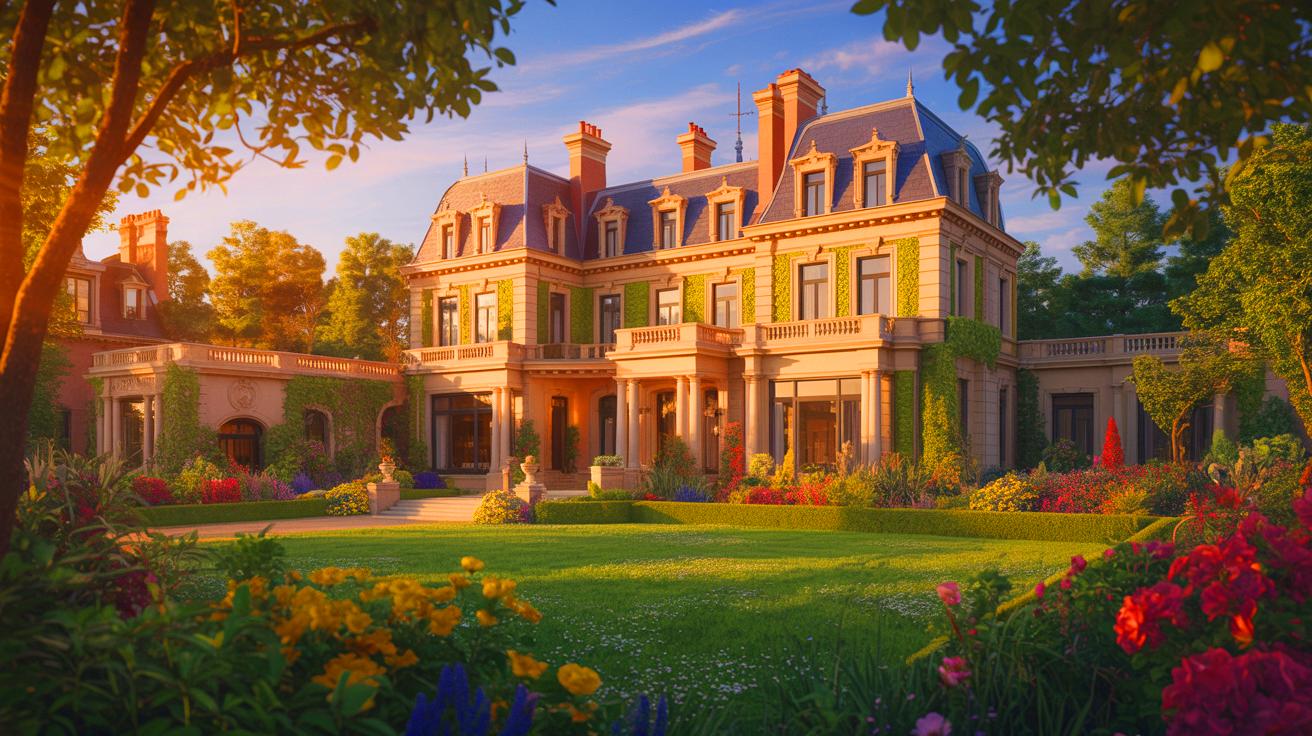 Illustration de la nouvelle demeure de Mylène Farmer à Saint-Cloud. Image réalisée par IA.