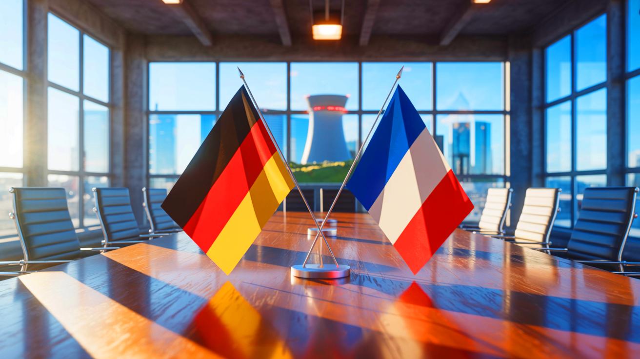 Illustration de la nouvelle politique énergétique de l'Allemagne et de sa coopération avec la France, générée par intelligence artificielle.
