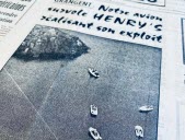 Le lundi 19 juillet 1965, au lendemain de l'événement, la première page de La Tribune - Le Progrès s'ouvre sur cette photo aérienne captée depuis l'avion du Progrès : elle donne toute la hauteur de l'exploit réalisé par le funambule stéphanois. Photo archives La Tribune - Le Progrès