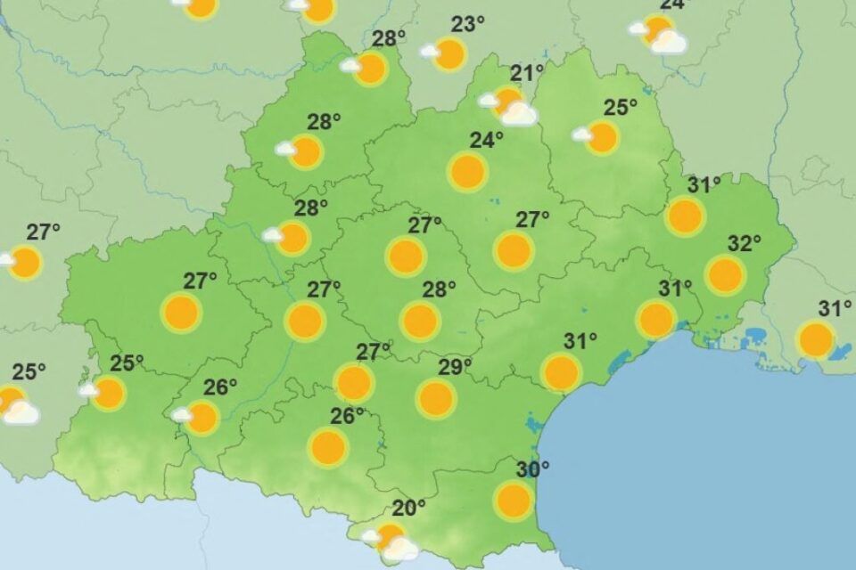 Les prévisions de Météo France en Occitanie pour jeudi 31 juillet après-midi.
