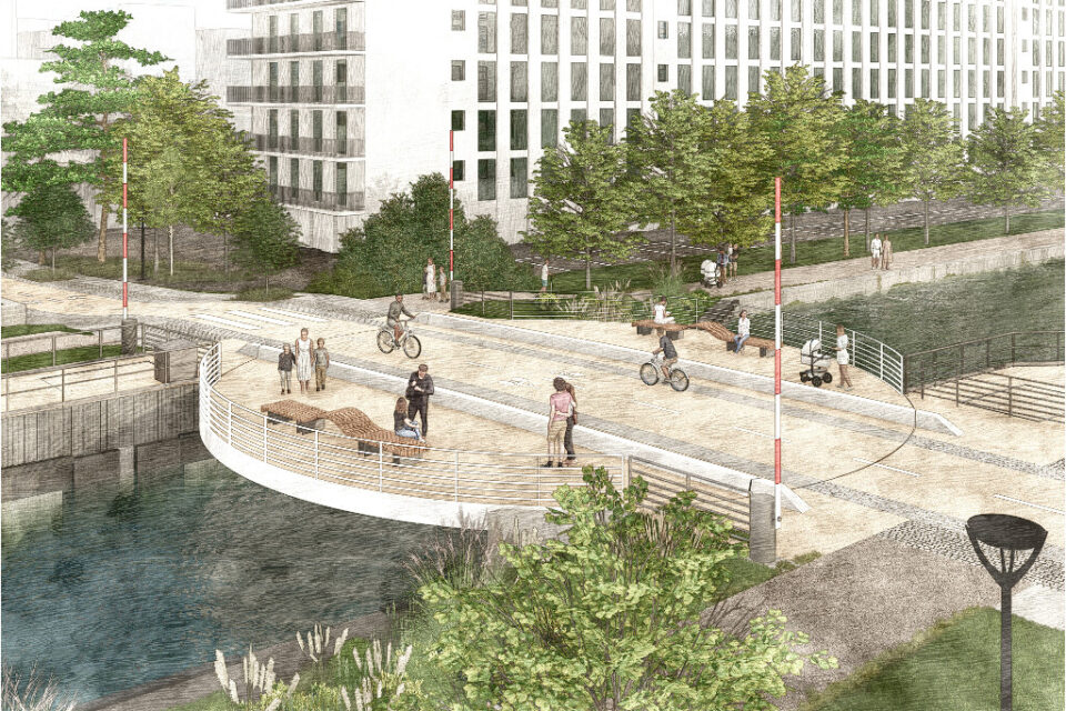 La passerelle pourra être empruntée par les cyclistes et les piétons.