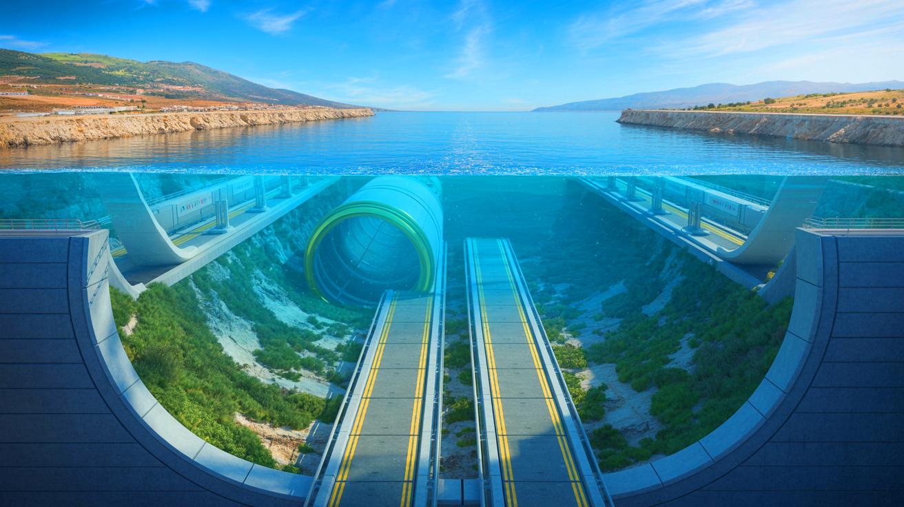 Illustration de la connexion sous-marine entre le Maroc et l'Espagne, générée par intelligence artificielle.