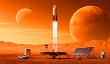 Illustration de l'exploration humaine de Mars par SpaceX. Image réalisée par IA.