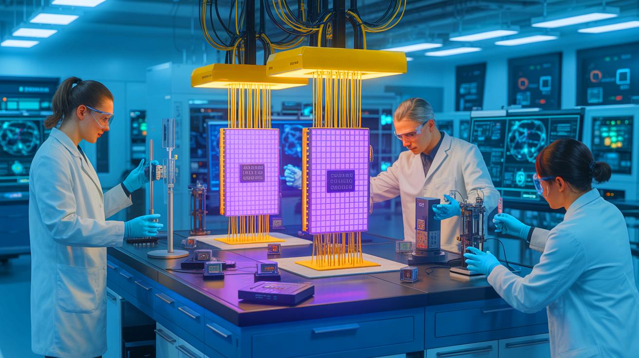 Illustration de l'alliage hybride innovant combinant carbone, silicium, germanium et étain, générée par intelligence artificielle.