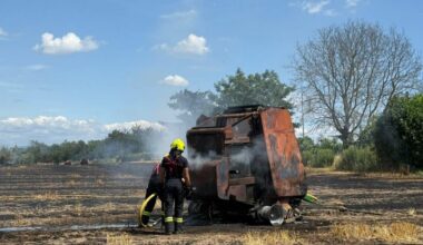 Bischheim. Un engin agricole prend feu, cinq hectares partent en fumée