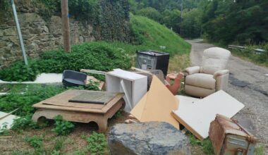 un dépôt sauvage au barrage de Soulages à Saint-Chamond