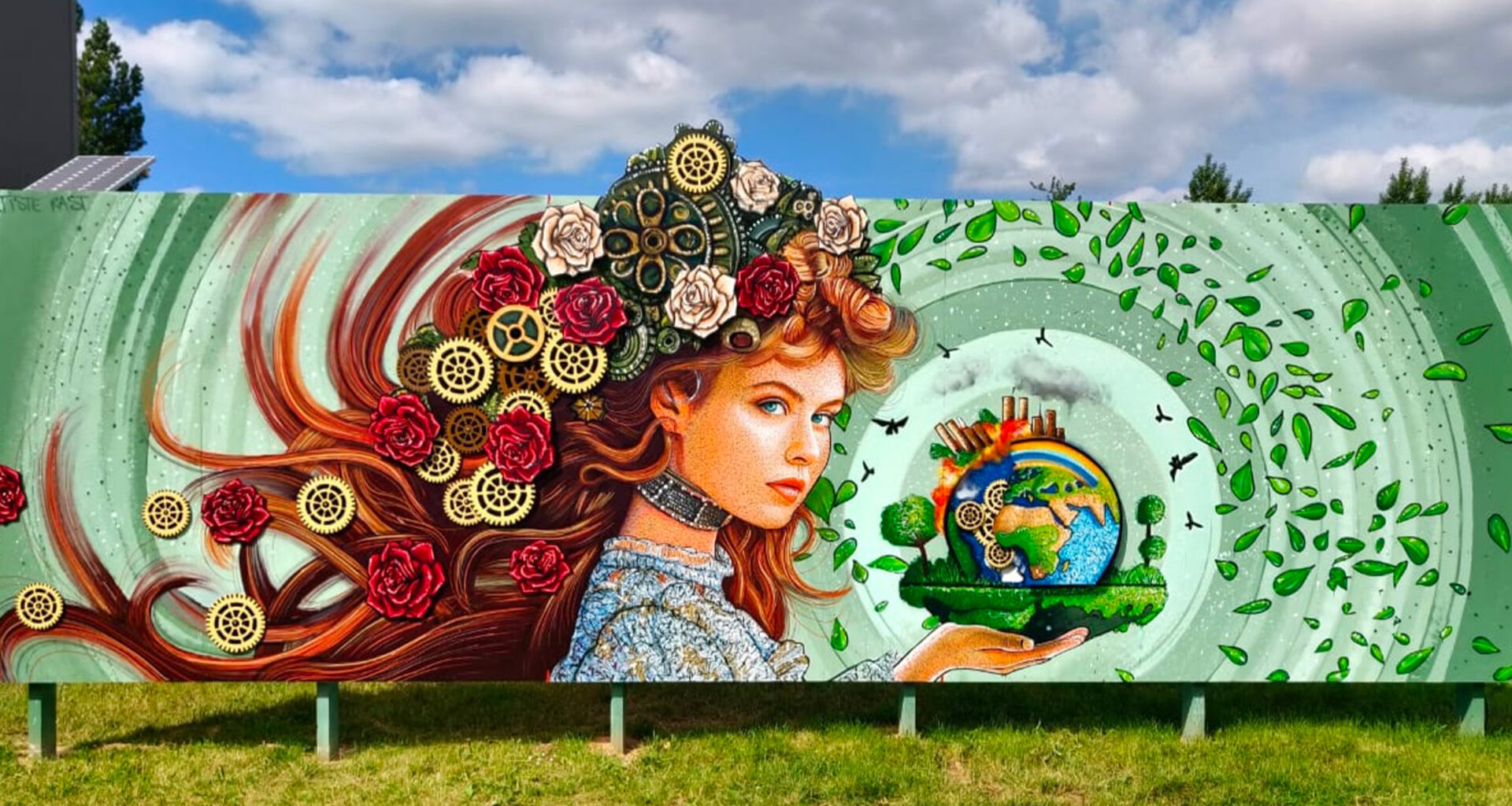 Le street artiste RAST crée des fresques murales animées grâce à des moteurs solaires