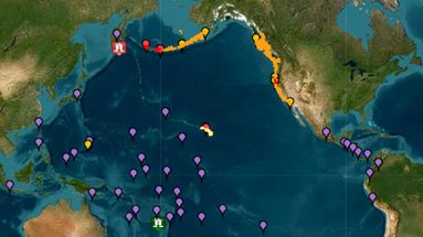 Selon Tsunami.gov, l'ensemble de la côte pacifique américaine est en état d'alerte tsunami, après le violent séisme survenu au large du Kamtchatka.  - Tsunami.gov