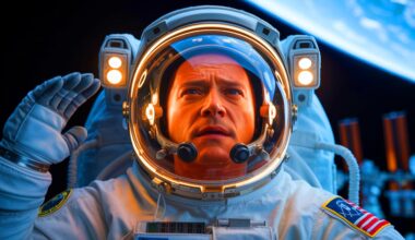 Illustration de l'effet de la microgravité sur la santé oculaire des astronautes, générée par intelligence artificielle.