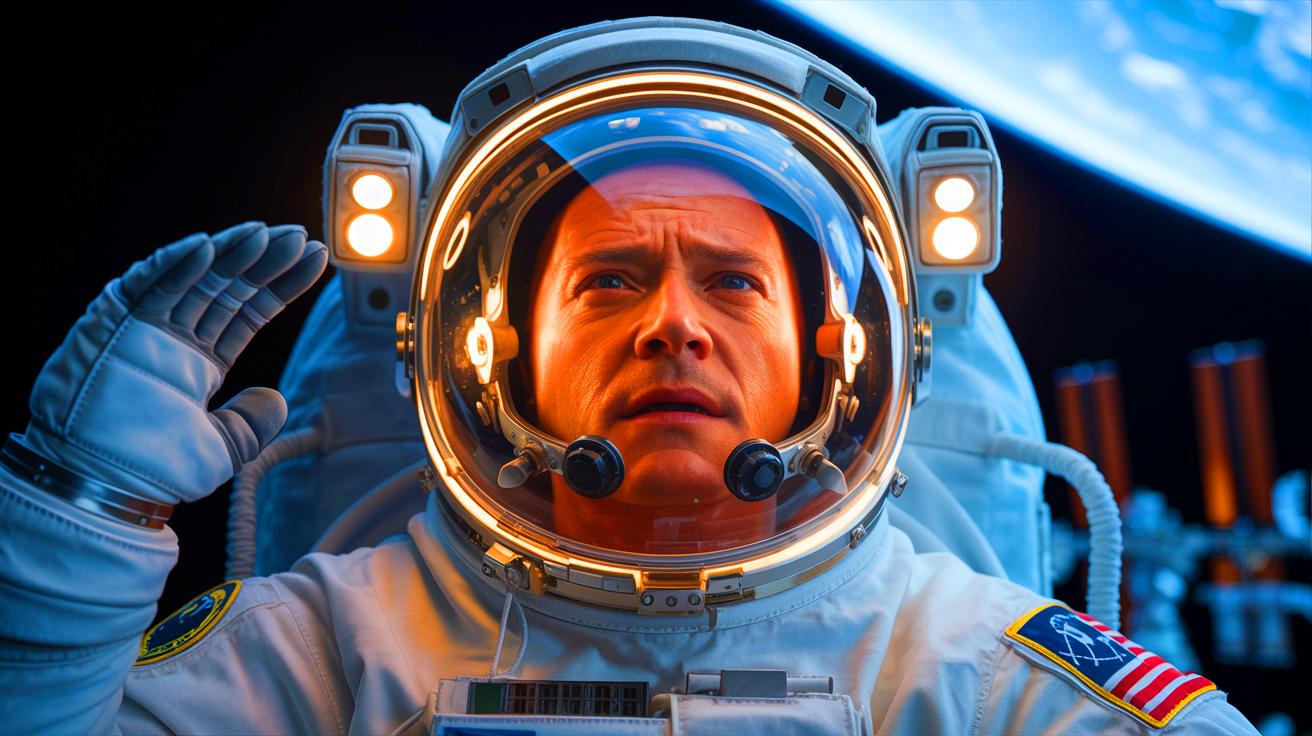 Illustration de l'effet de la microgravité sur la santé oculaire des astronautes, générée par intelligence artificielle.
