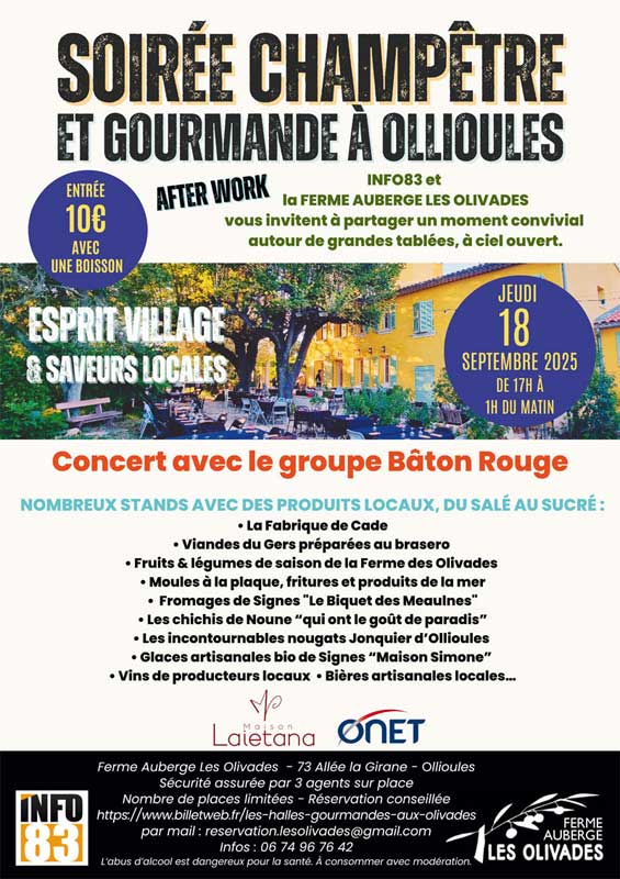 Soirée champêtre et gourmande à Ollioules