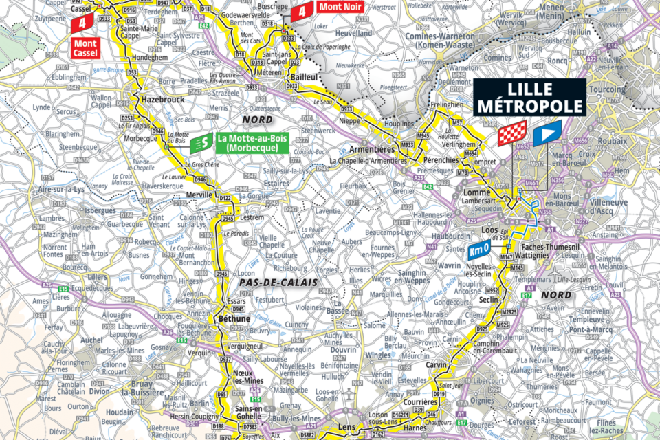 La carte de la première étape du Tour de France 2025.