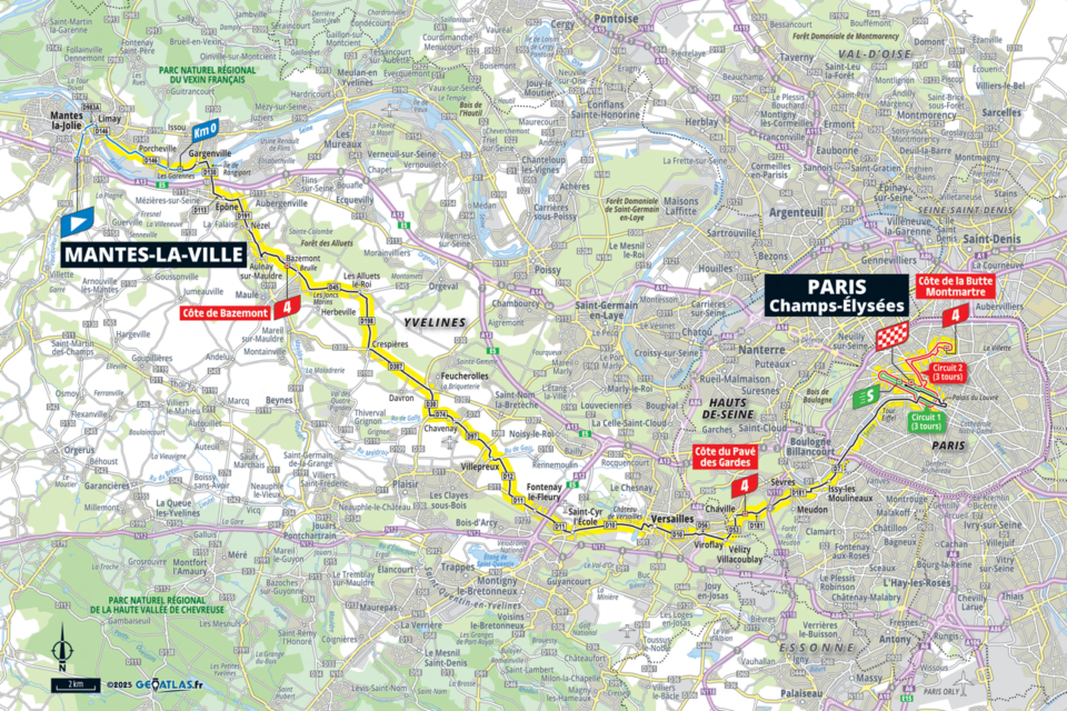 La carte de la dernière étape du Tour de France 2025.