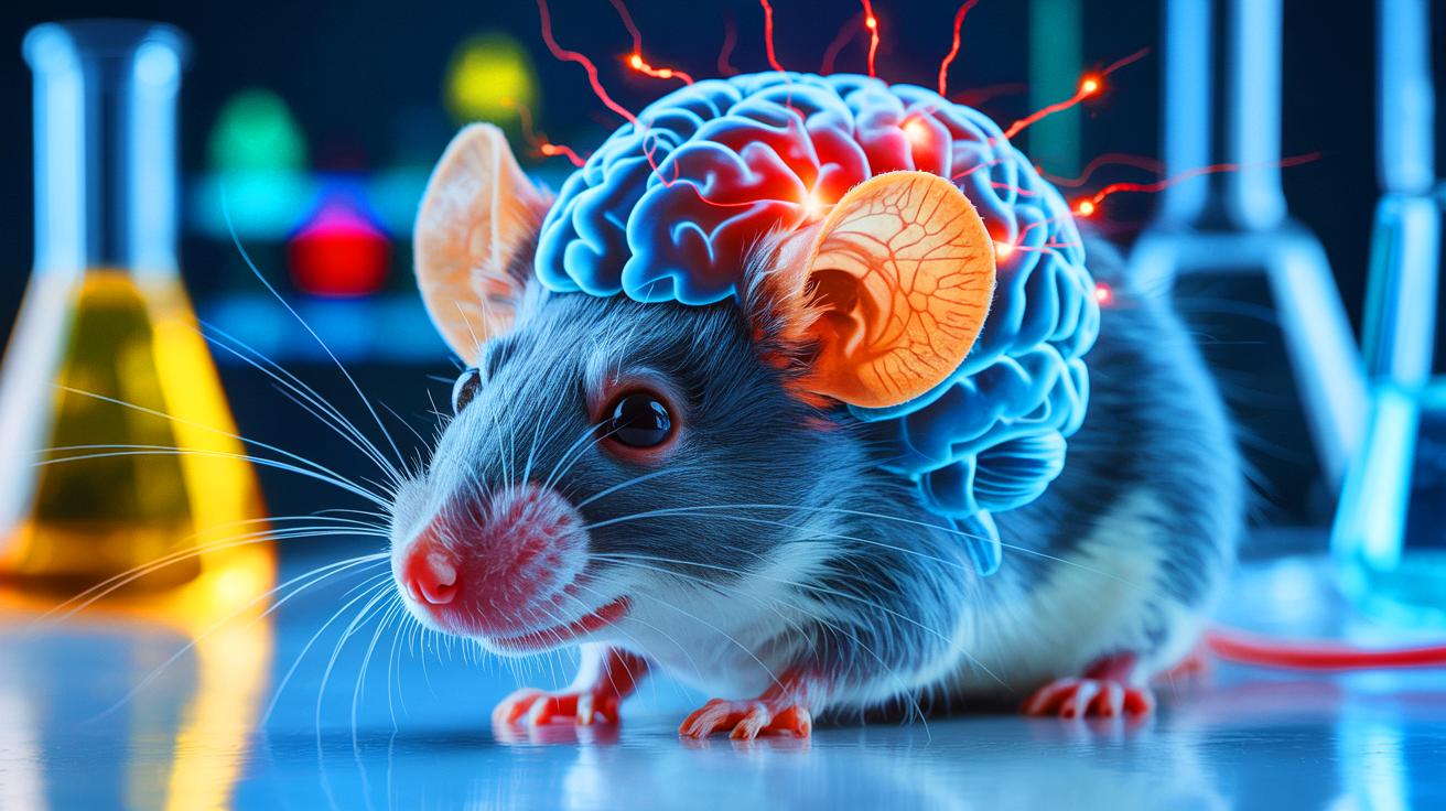 Illustration de l'activation de neurones inhibiteurs dans le cerveau pour contrôler la consommation d'alcool. Image réalisée par IA.