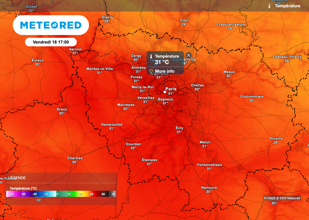 Entre 30 et 32 degrés vendredi après-midi en Île-de-France.