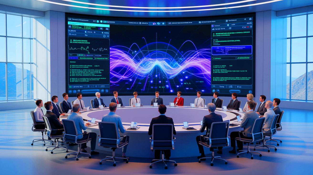 Illustration de l'affrontement entre une intelligence artificielle et des mathématiciens, générée par intelligence artificielle.