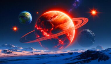 Illustration de la recherche de la mystérieuse Planète Neuf dans les confins du Système solaire. Image réalisée par IA.