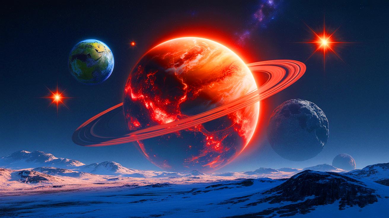Illustration de la recherche de la mystérieuse Planète Neuf dans les confins du Système solaire. Image réalisée par IA.