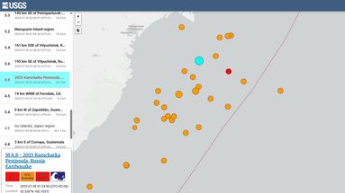 Selon l'USGS, de nombreuses répliques ont déjà été détectées dans la région, après le séisme de magnitude 8,8 au large du Kamtchatka.  - USGS