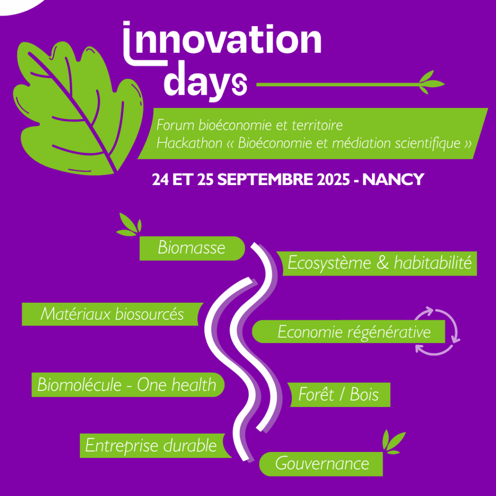 Innovation days Bioéconomie et Territoire – 24 & 25 septembre 2025 à Nancy | Factuel