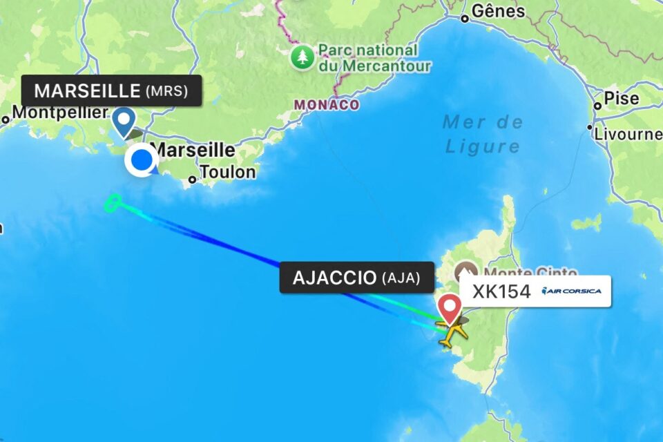 vol ajaccio marseille flight radar