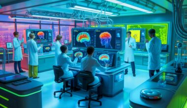 Illustration de l'utilisation d'un scan cérébral innovant pour prédire les maladies chroniques, générée par intelligence artificielle.