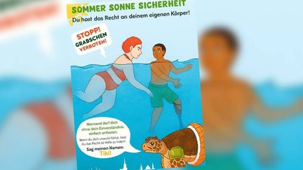 L'une des affiches créée par la municipalité de Büren, en Allemagne. (FRANCEINFO / RADIO FRANCE)