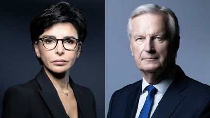 La ministre de la Culture, Rachida Dati (à gauche) et l'ancien Premier ministre Michel Barnier (à droite). (JOEL SAGET / AFP)