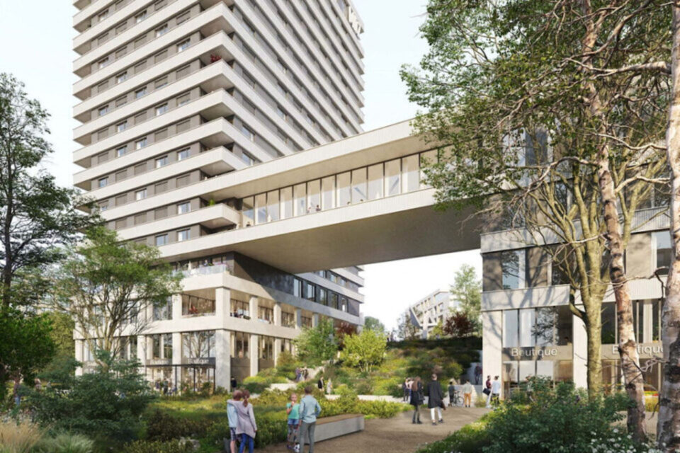 La construction définitive devrait relier une partie résidence à une zone tertiaire.