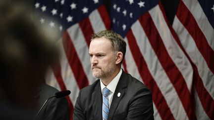Le représentant au Commerce américain, Jamieson Greer, à Stockholm, en Suède, le 29 juillet 2025. (MAGNUS LEJHALL / TT NEWS AGENCY / AFP)