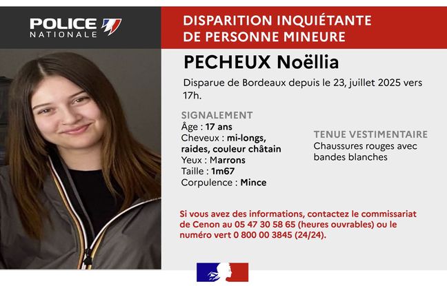 La police recherche Noëllia, 17 ans, portée disparue depuis une semaine