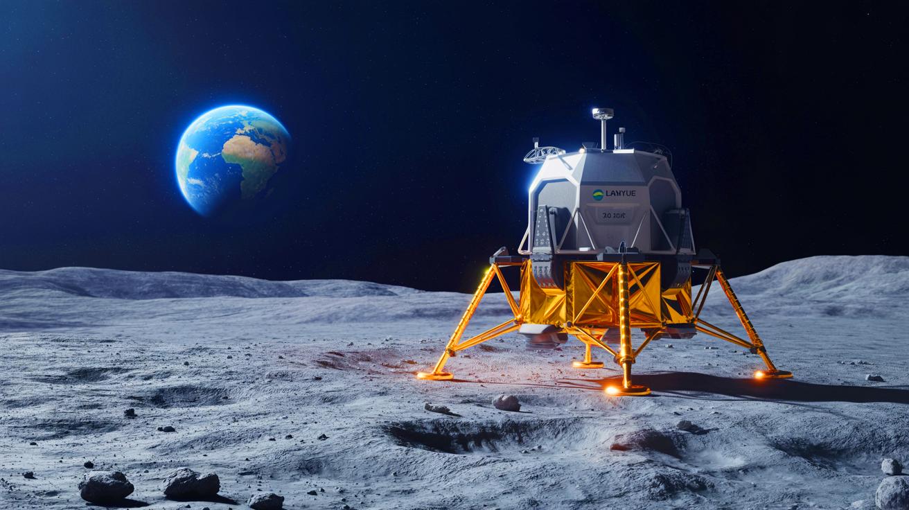 Illustration de l'atterrisseur lunaire Lanyue lors d'un essai réussi en Chine.