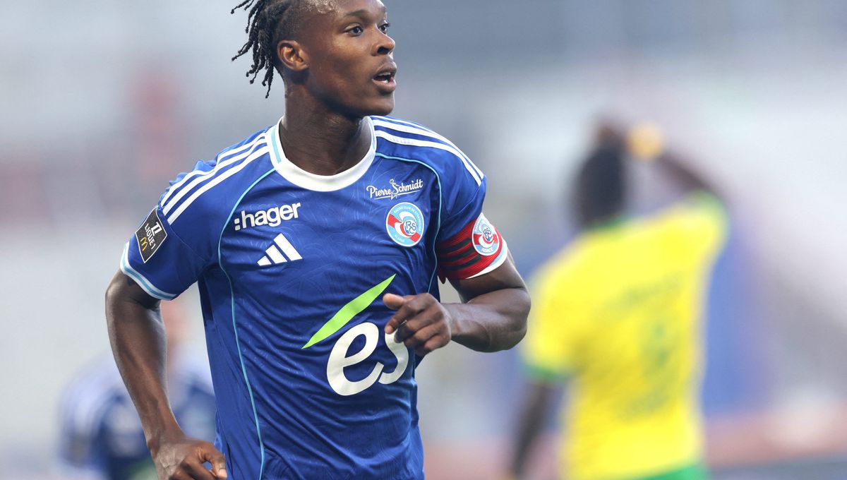 Ligue 1 : Emmanuel Emegha, butteur du Racing Club de Strasbourg face au FC Nantes