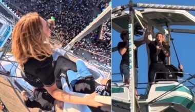 la performance spectaculaire de Santa au sommet d'une grande roue !