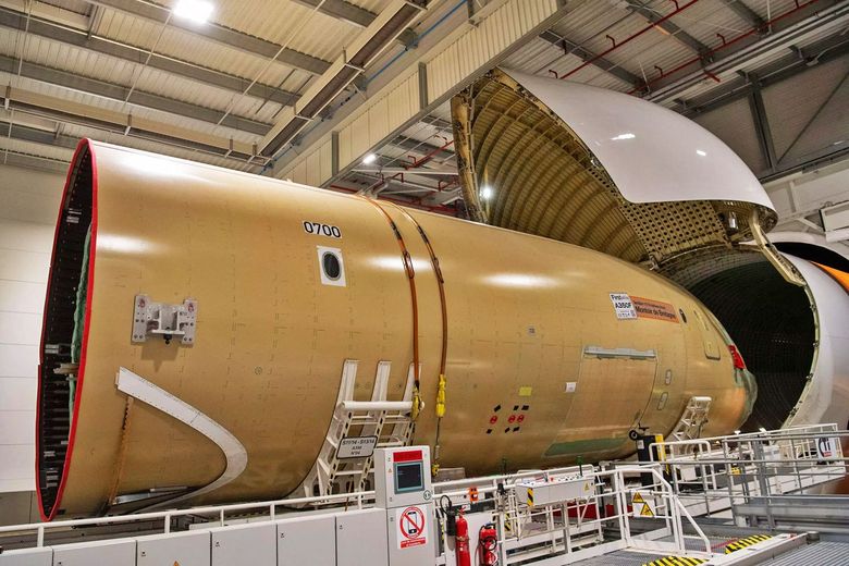 La section avant du fuselage de l’A350F a été acheminée à Toulouse par Beluga le 21 août dernier.