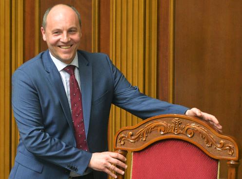Andri Paroubi, après son élection à la présidence du Parlement, le 14 avril 2016, à Kiev.
