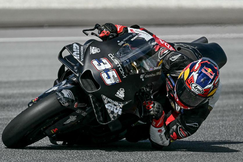 Le pilote thaïlandais Somkiat Chantra (Honda-LCR) lors des essais de pré-saison du MotoGP sur le circuit de Sepang en Malaisie, le 6 février 2025 