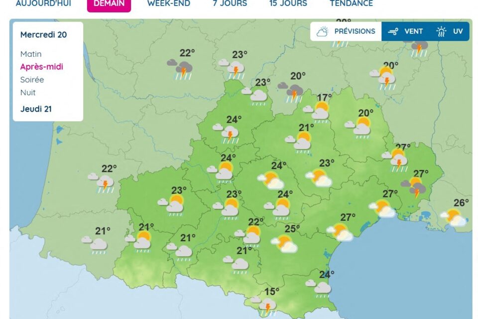 Mercredi pluvieux en Occitanie ce 20 août.