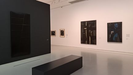 Une vue de l'exposition que le musée Fabre consacre à Pierre Soulages. (ANNE CHEPEAU / FRANCEINFO / RADIO FRANCE)