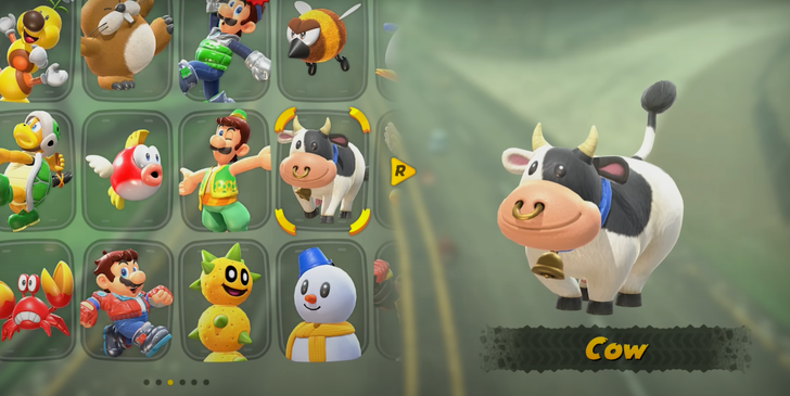 Le fameux anneau nasal de la vache de « Mario Kart World ».