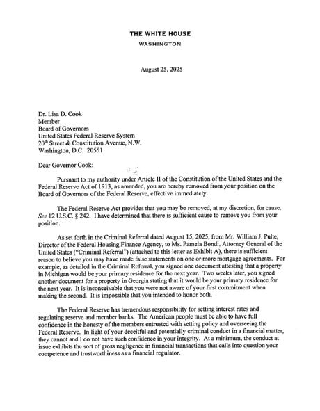 La lettre publiée par Donald Trump sur Truth Social